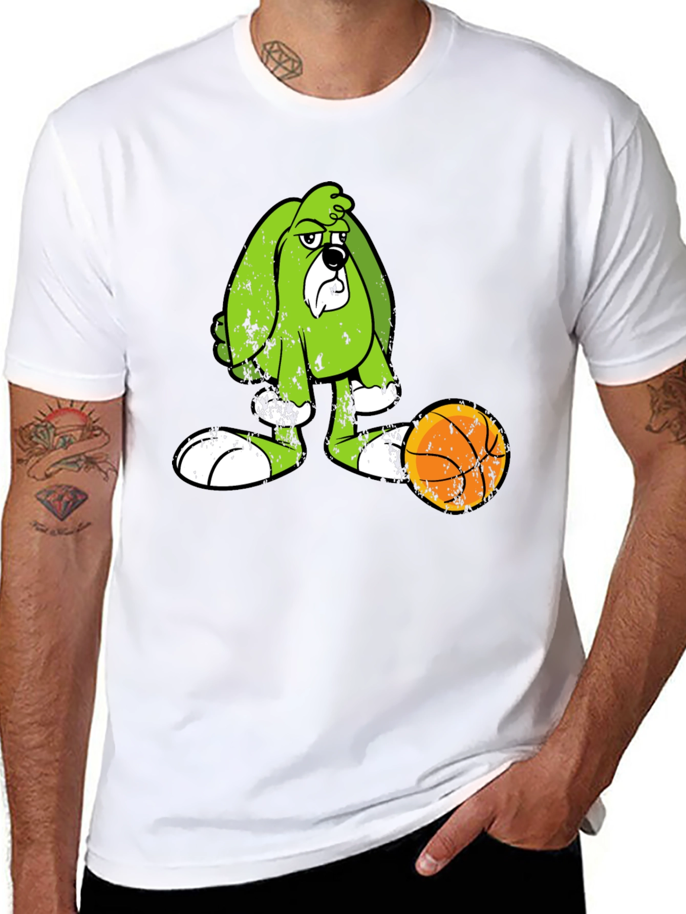 Cartoon Dog Graphic Print Black T-Shirt
