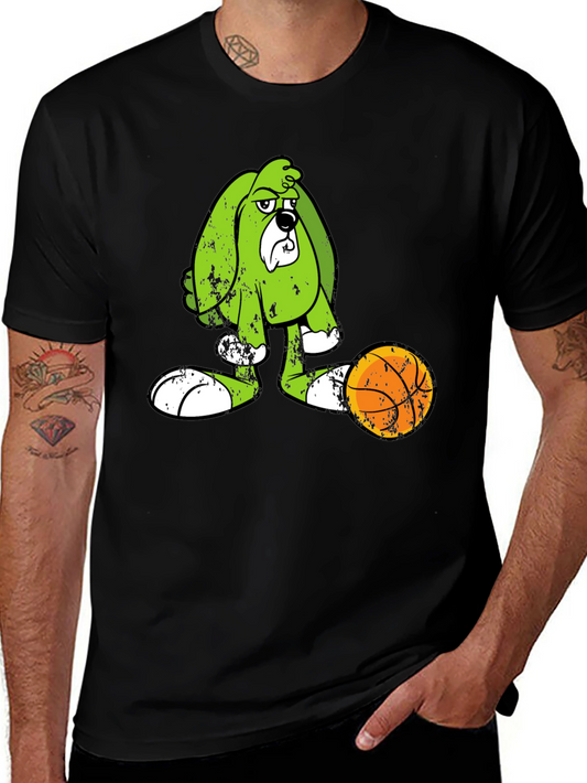 Cartoon Dog Graphic Print Black T-Shirt