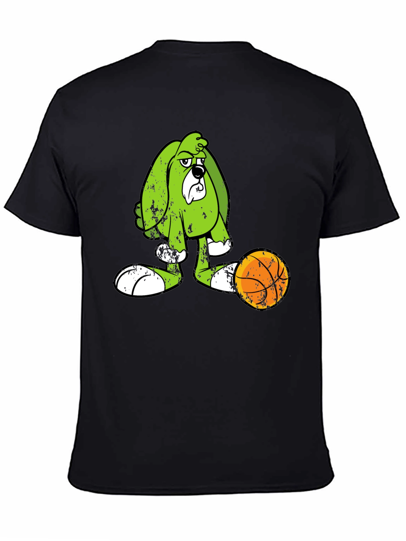 Cartoon Dog Graphic Print Black T-Shirt