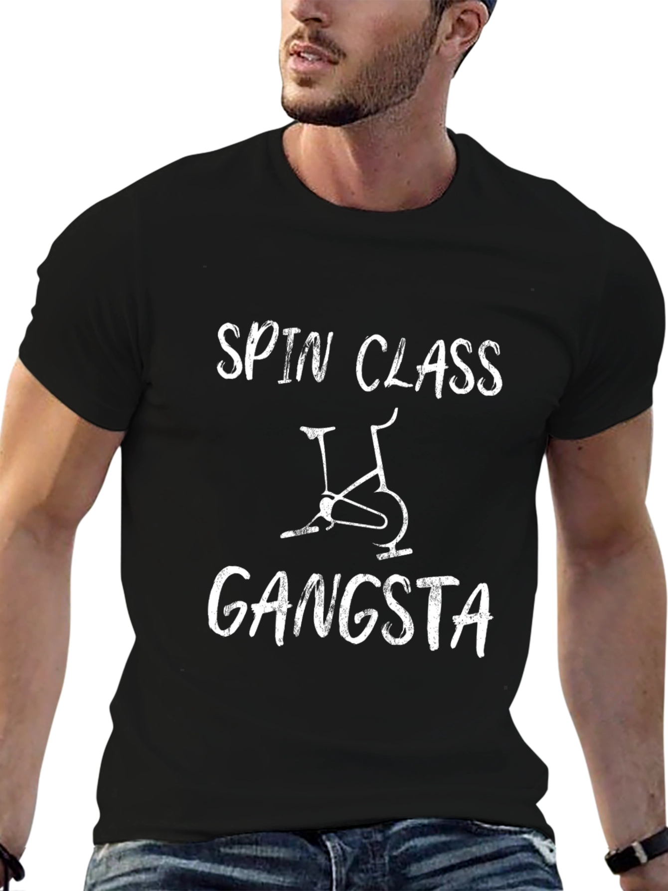 Spin Class Gangsta T-Shirt - Black Cotton Blend