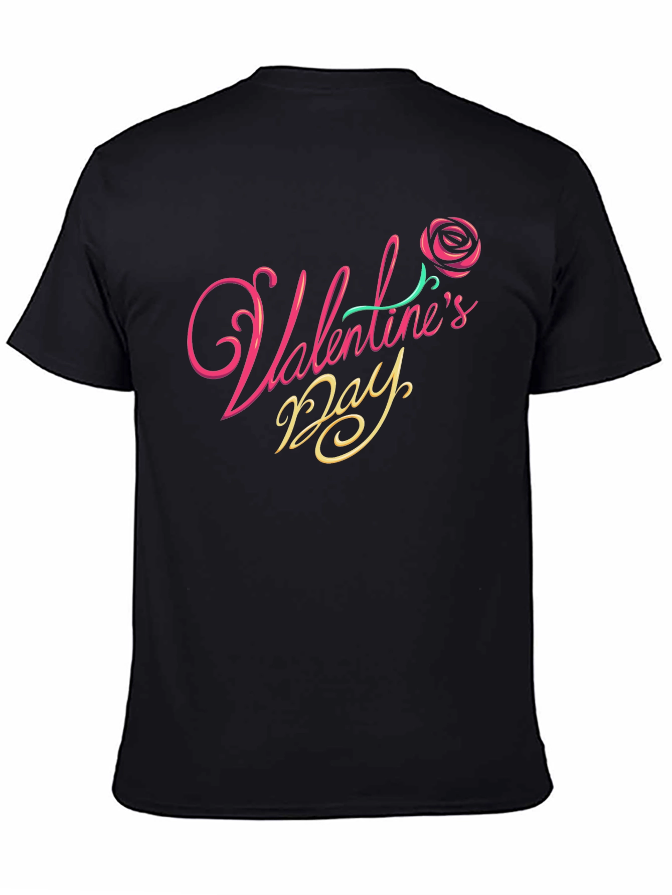 Valentines Day Rose Graphic T-Shirt - Black