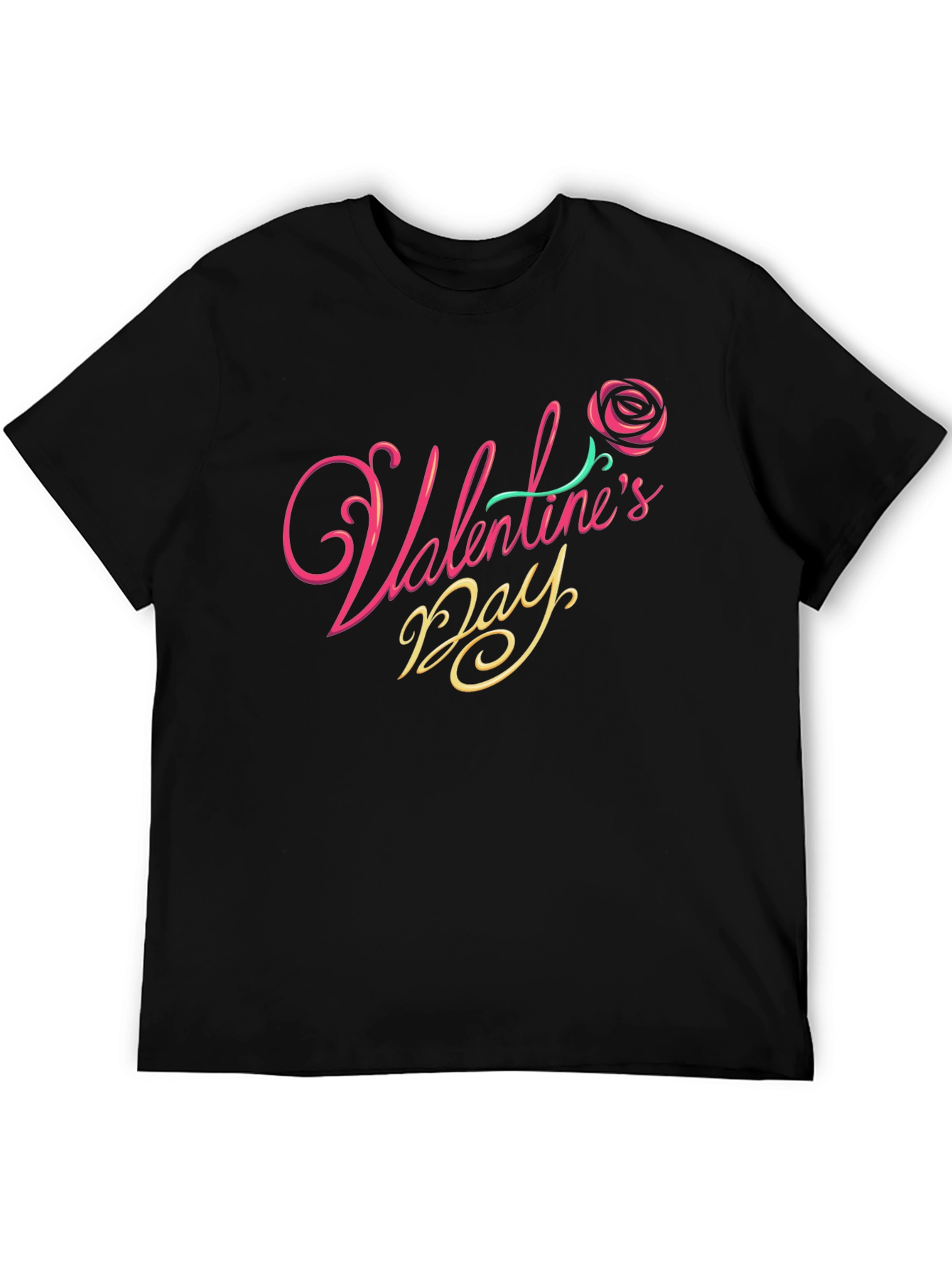 Valentines Day Rose Graphic T-Shirt - Black