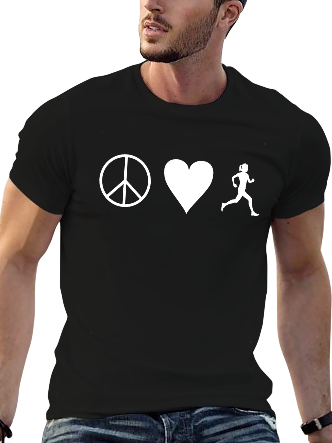 Peace Love Run T-Shirt - Black Unisex Tee