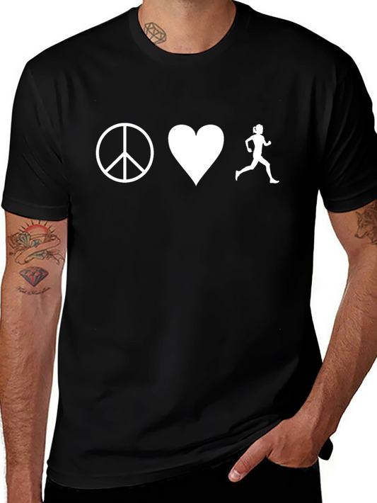 Peace Love Run T-Shirt - Black Unisex Tee