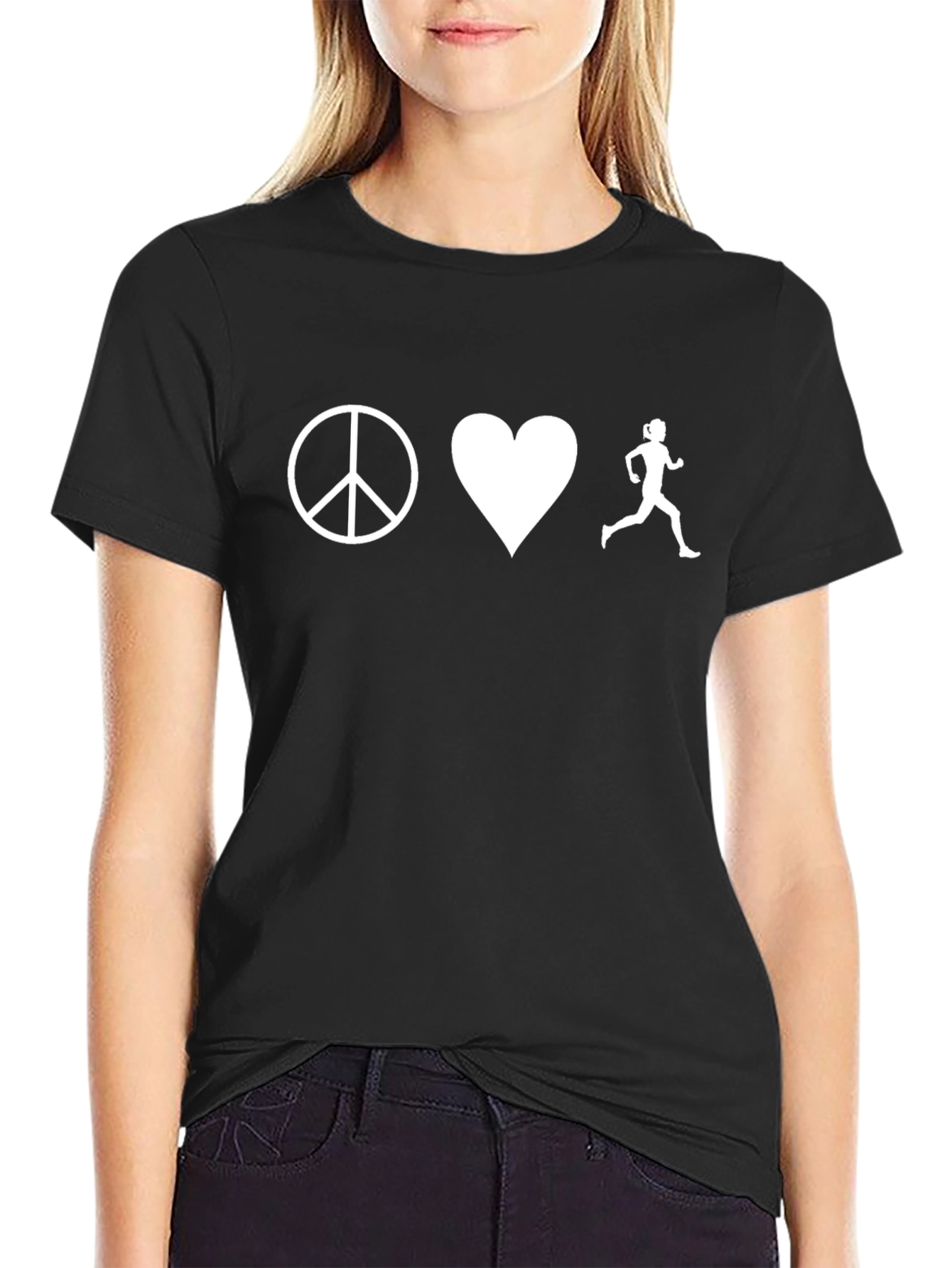 Peace Love Run T-Shirt - Black Unisex Tee
