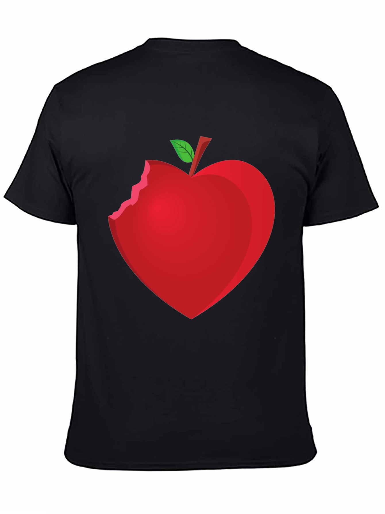 Bitten Apple Heart Graphic Tee - Unisex Black T-Shirt