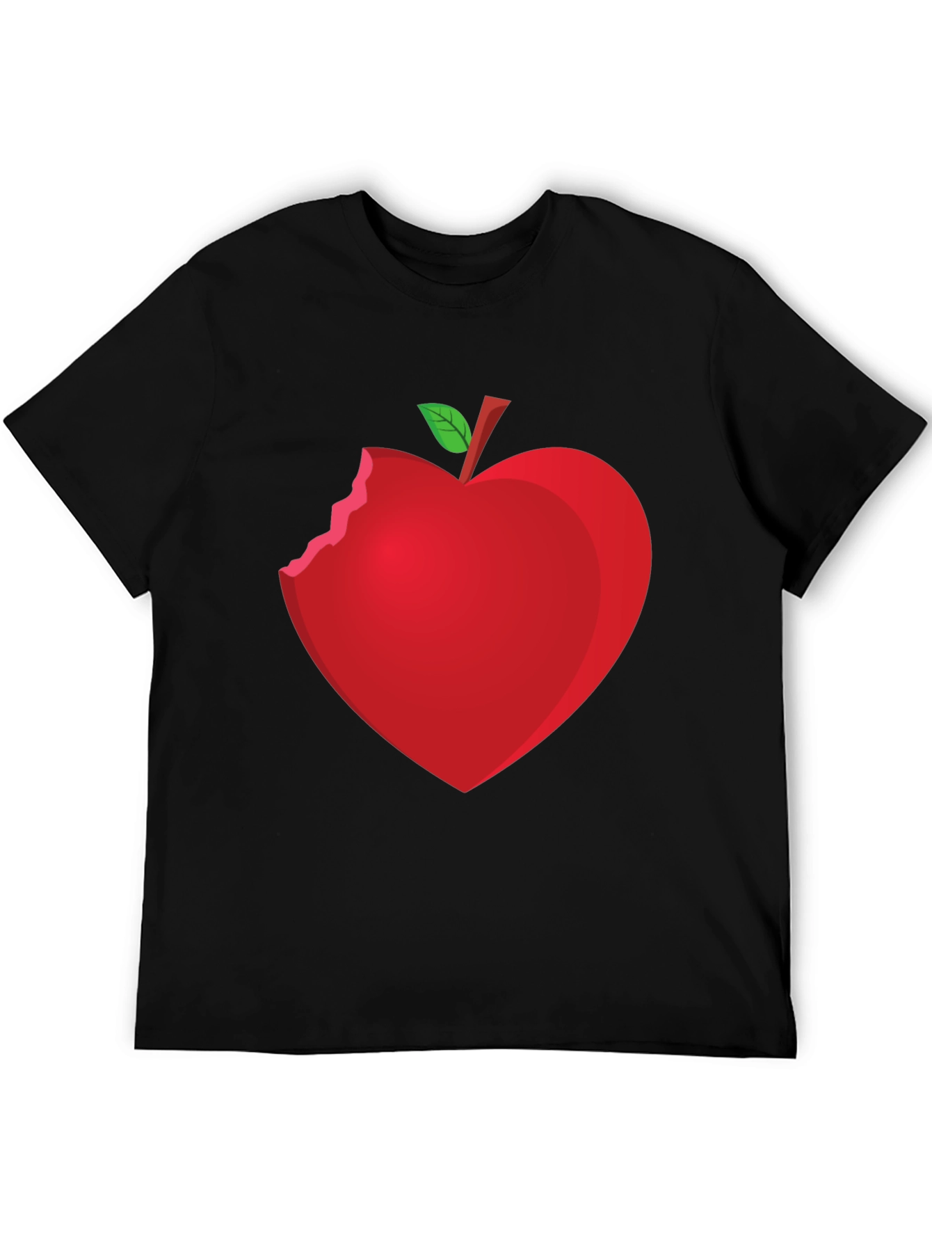 Bitten Apple Heart Graphic Tee - Unisex Black T-Shirt