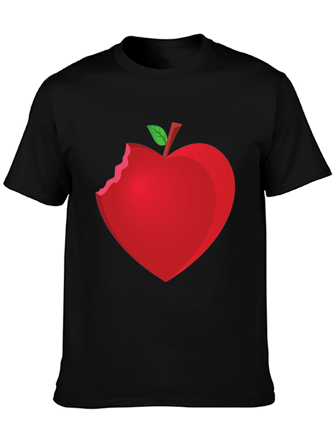 Bitten Apple Heart Graphic Tee - Unisex Black T-Shirt