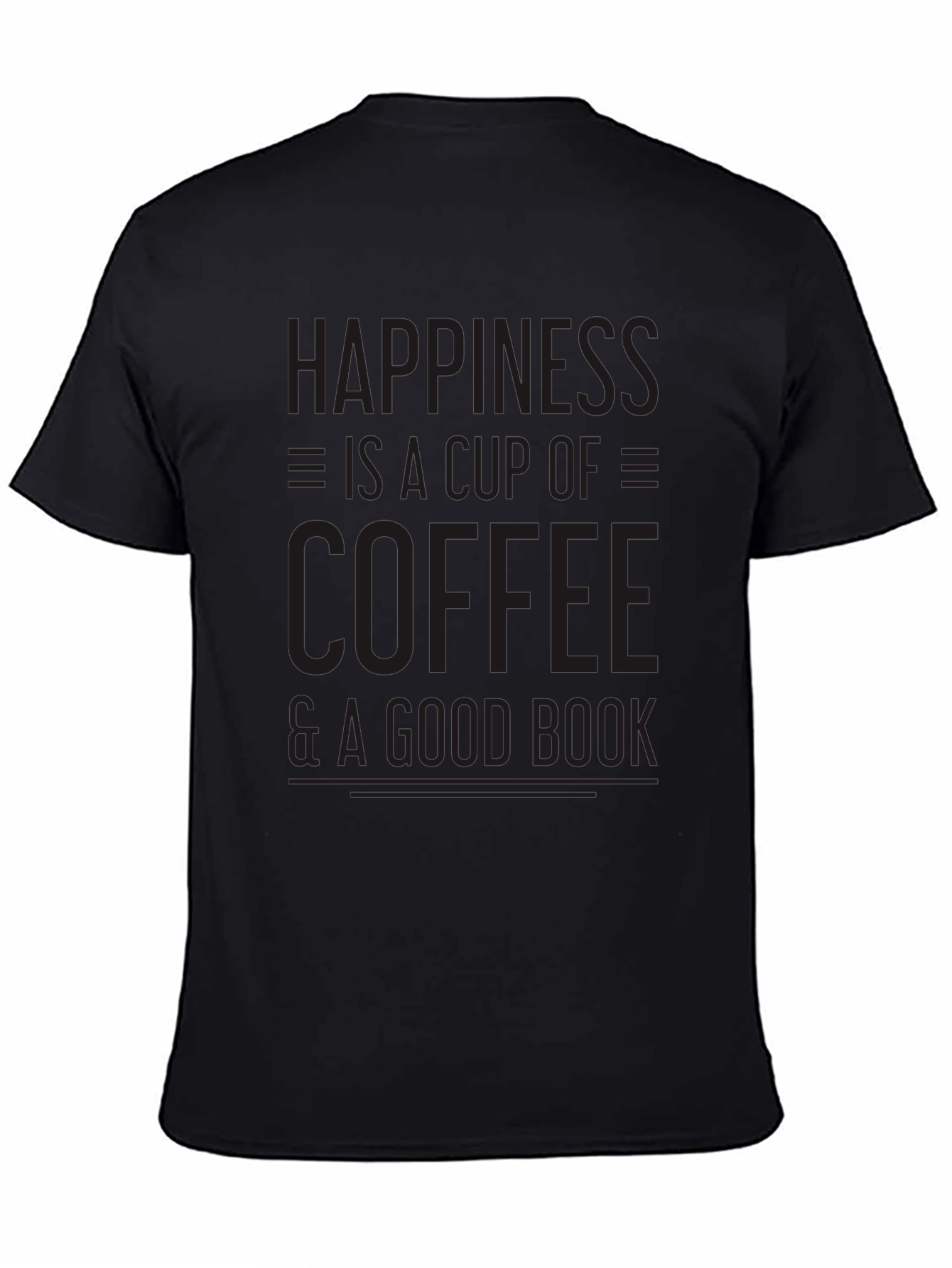 Coffee & Book Happiness Black T-Shirt