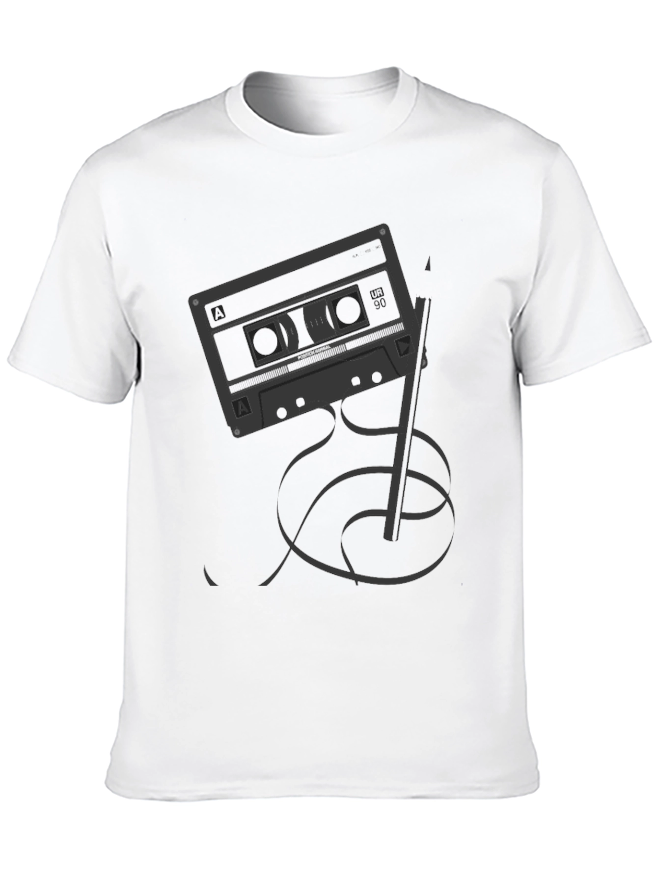 Retro Cassette Tape & Pencil Graphic T-Shirt