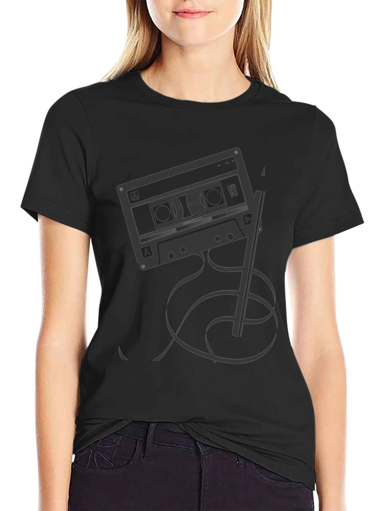 Retro Cassette Tape & Pencil Graphic T-Shirt