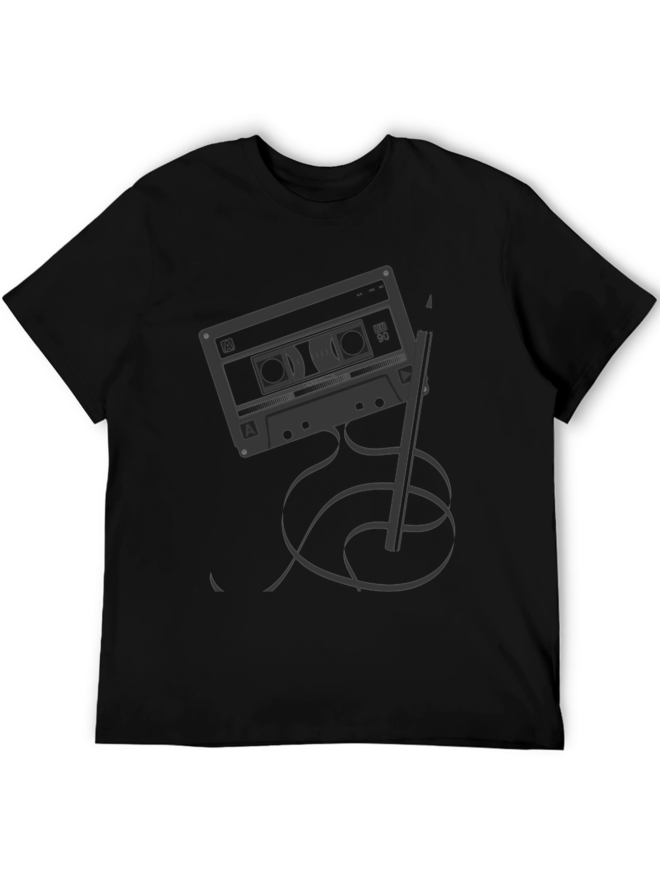 Retro Cassette Tape & Pencil Graphic T-Shirt