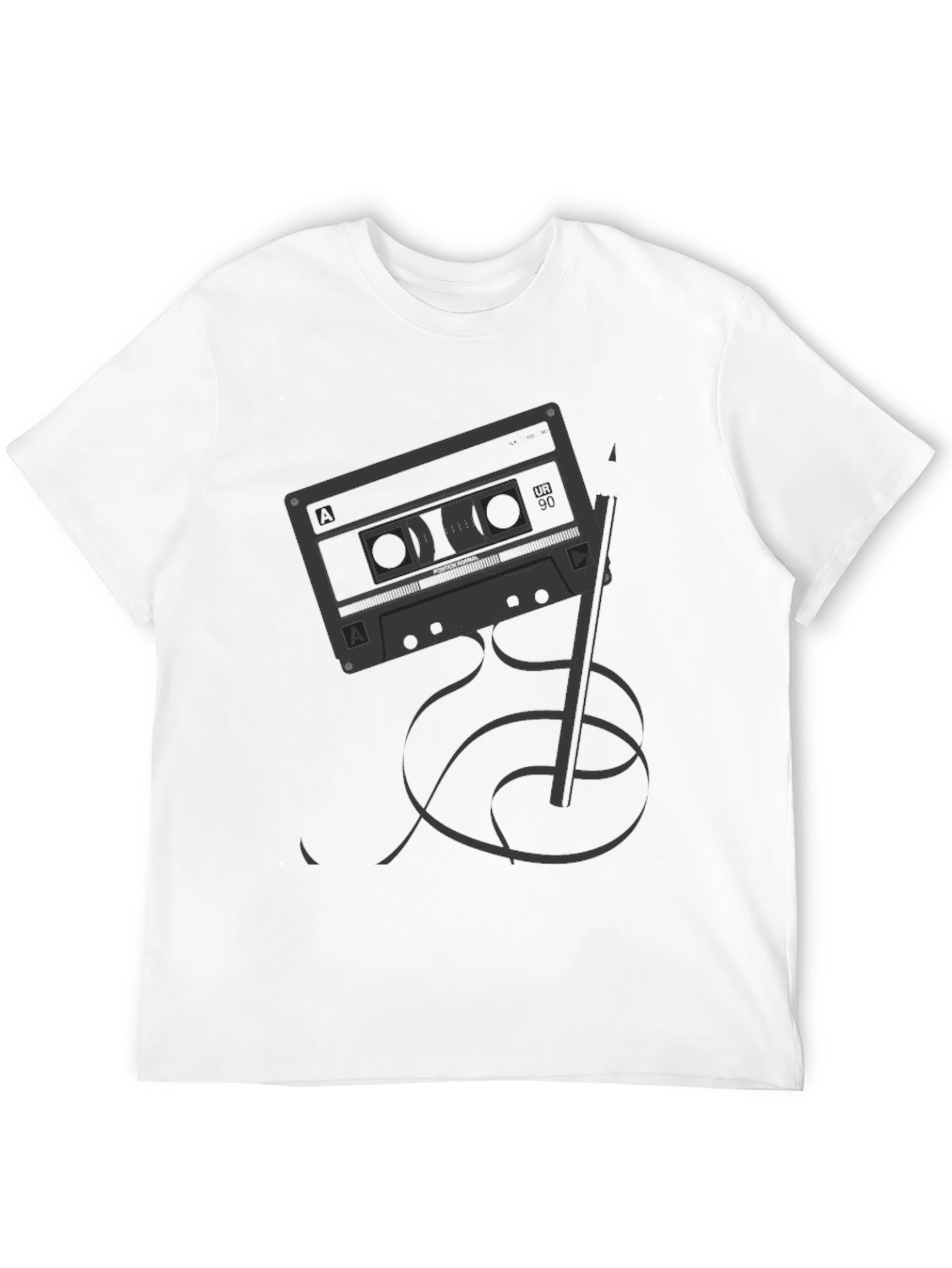 Retro Cassette Tape & Pencil Graphic T-Shirt
