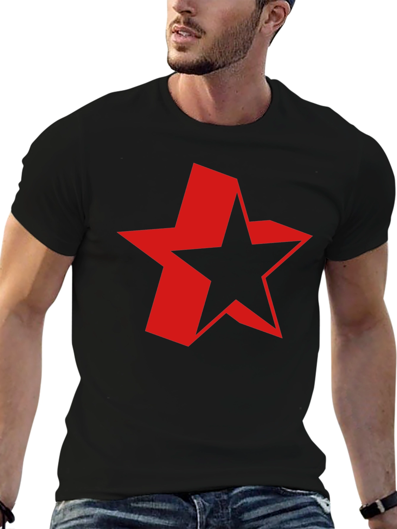 Red Star Graphic Black T-Shirt