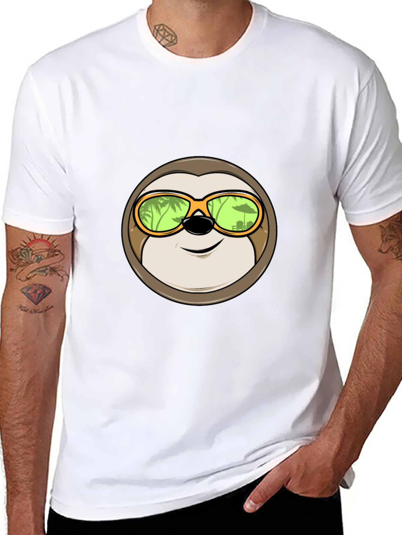 Relaxed Sloth Graphic Tee - Tropical Vibes