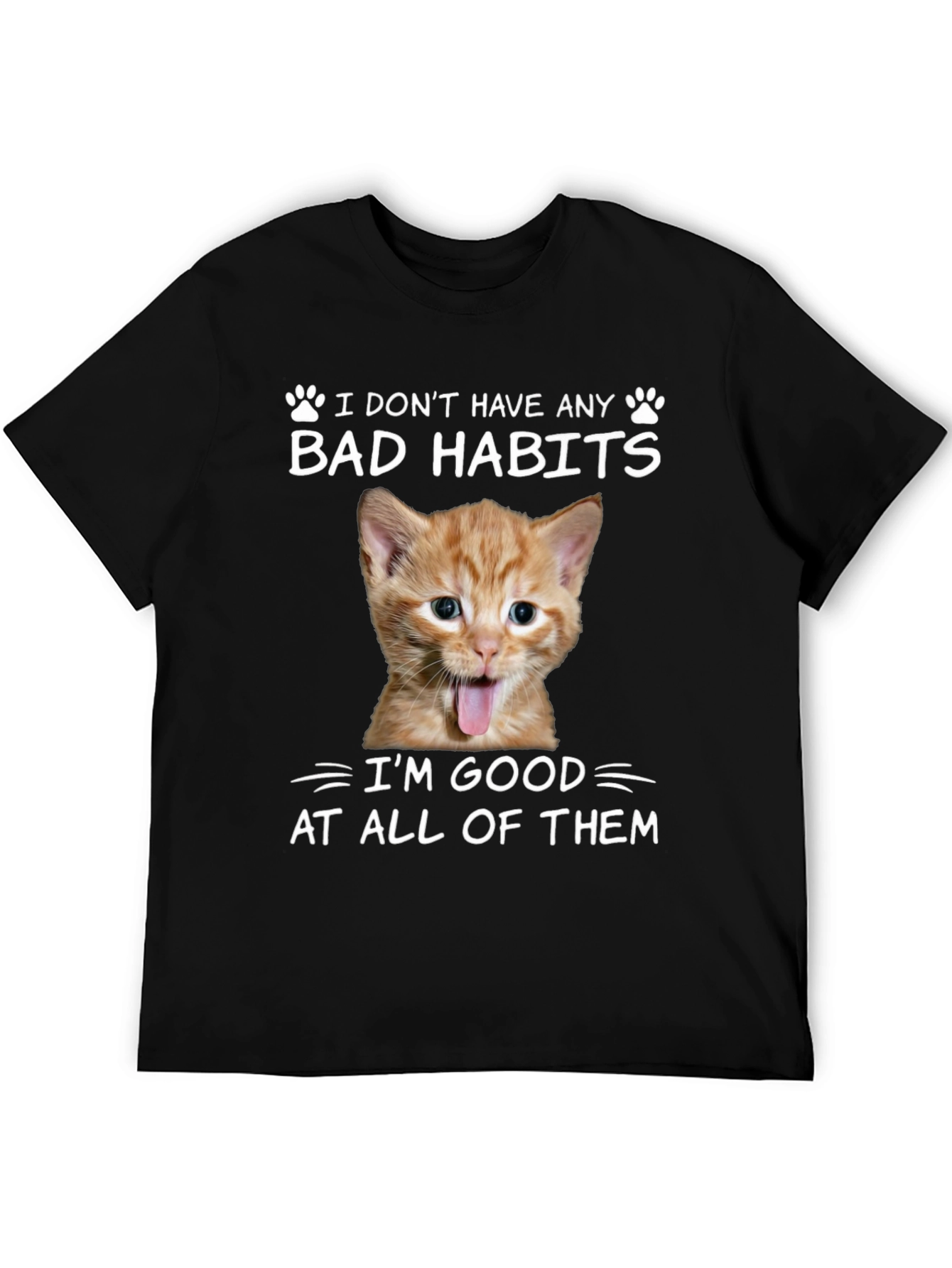 Funny Cat Bad Habits Graphic Tee