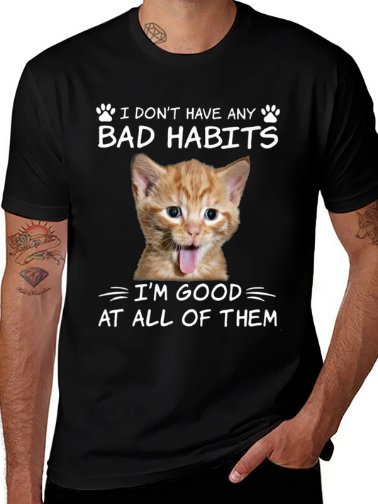 Funny Cat Bad Habits Graphic Tee