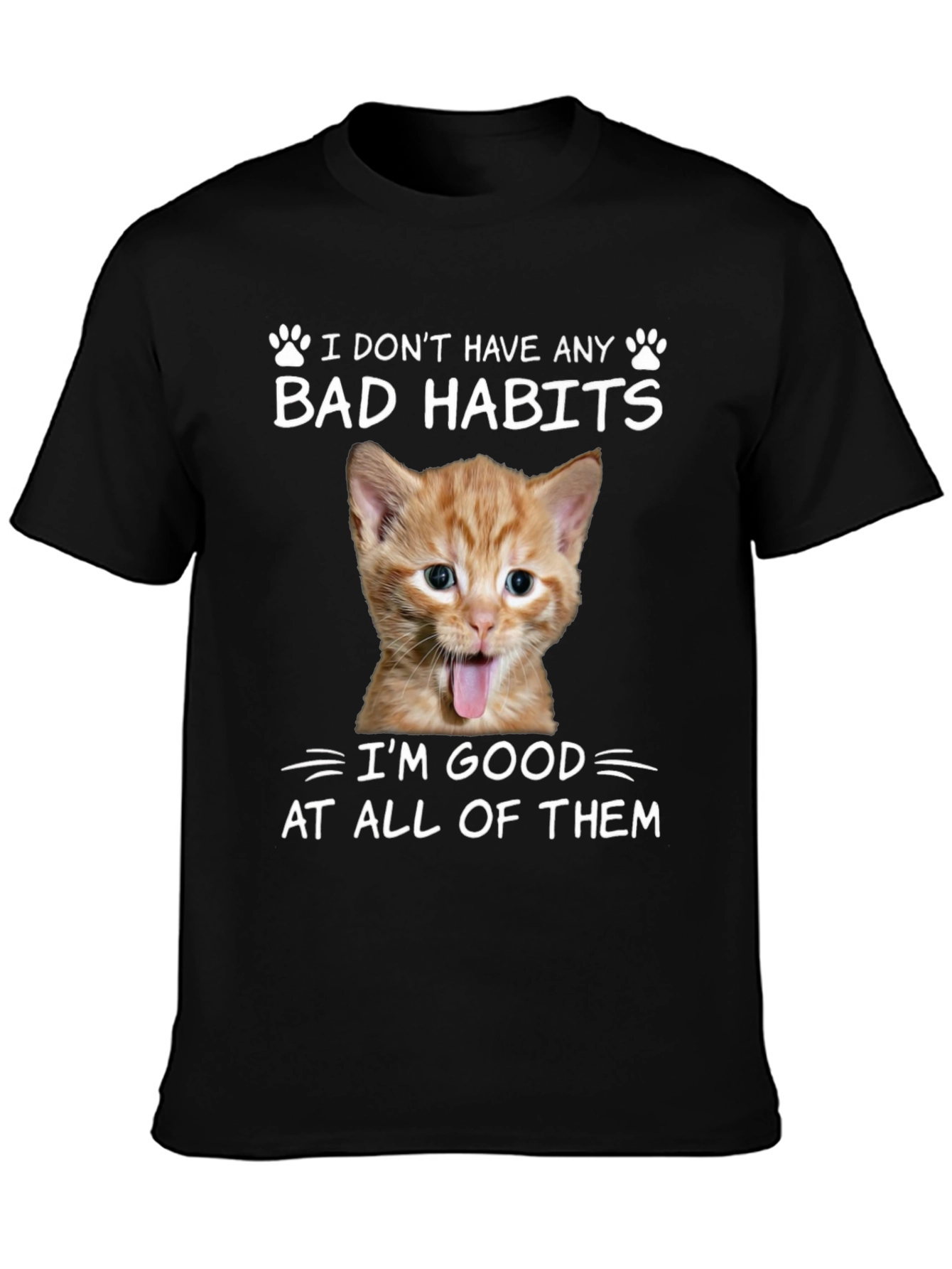 Funny Cat Bad Habits Graphic Tee