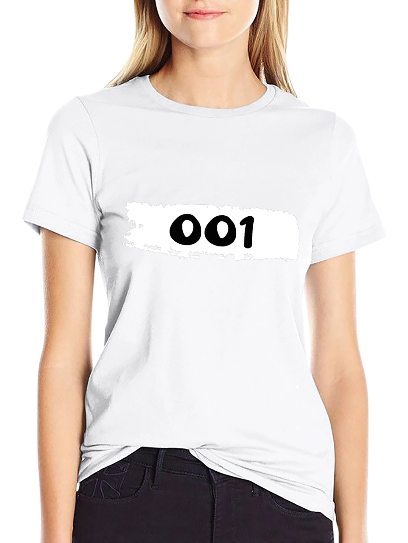 Black T-Shirt with 001 Graphic Print