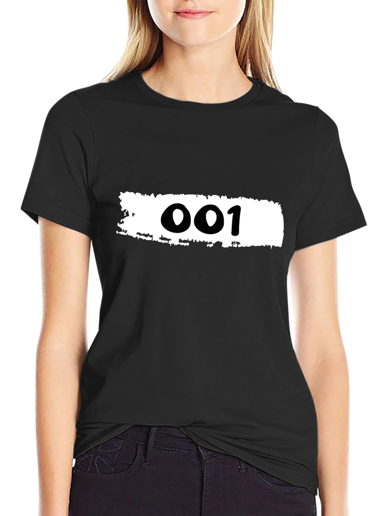 Black T-Shirt with 001 Graphic Print