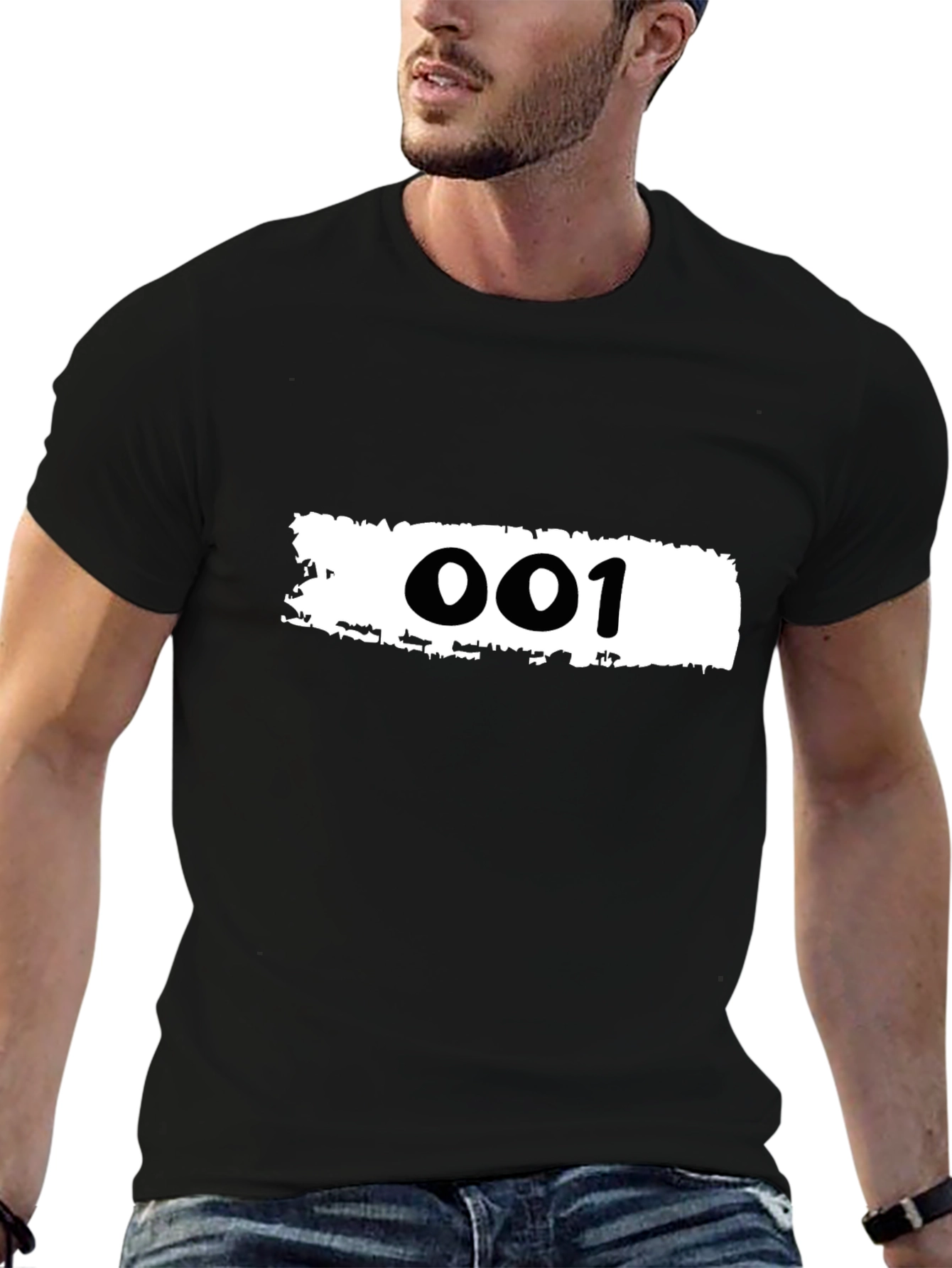 Black T-Shirt with 001 Graphic Print