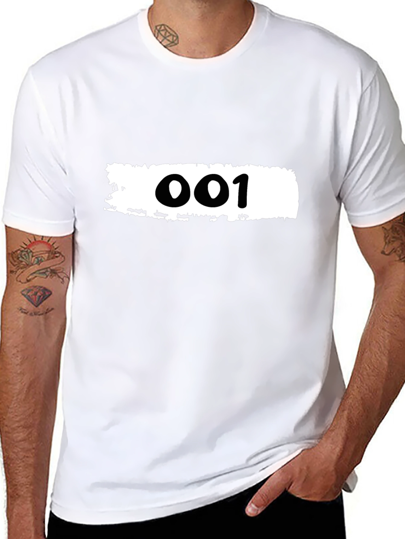 Black T-Shirt with 001 Graphic Print