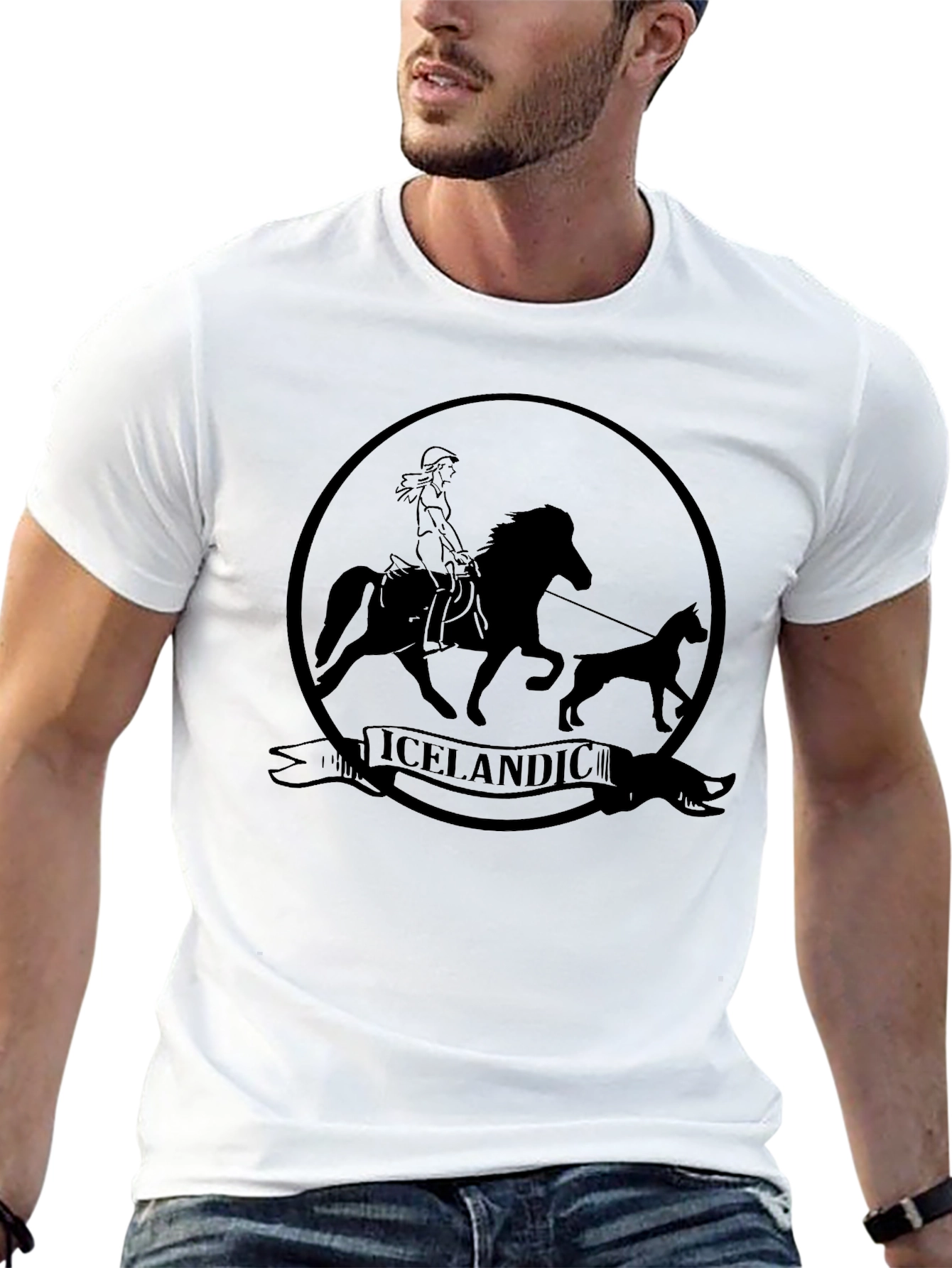 Icelandic Horse and Dog Graphic Tee