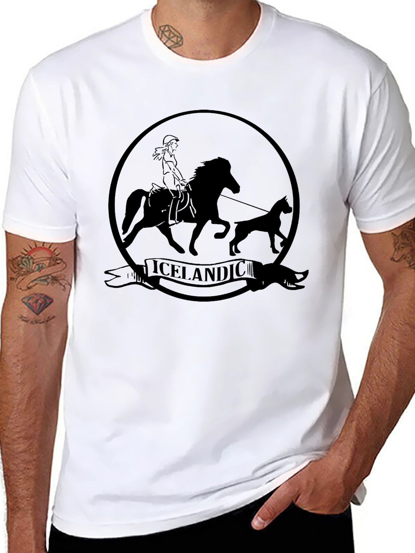 Icelandic Horse and Dog Graphic Tee