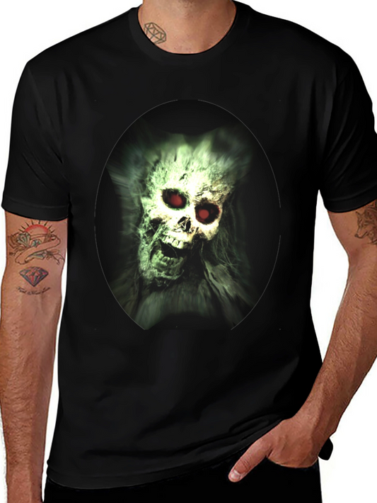 Creepy Skull Graphic Print Black T-Shirt