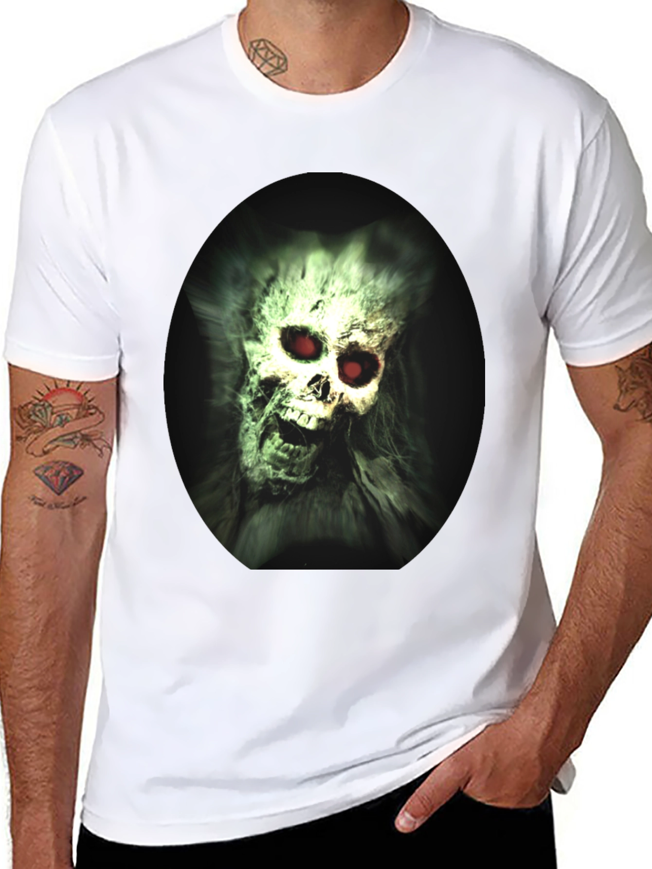 Creepy Skull Graphic Print Black T-Shirt