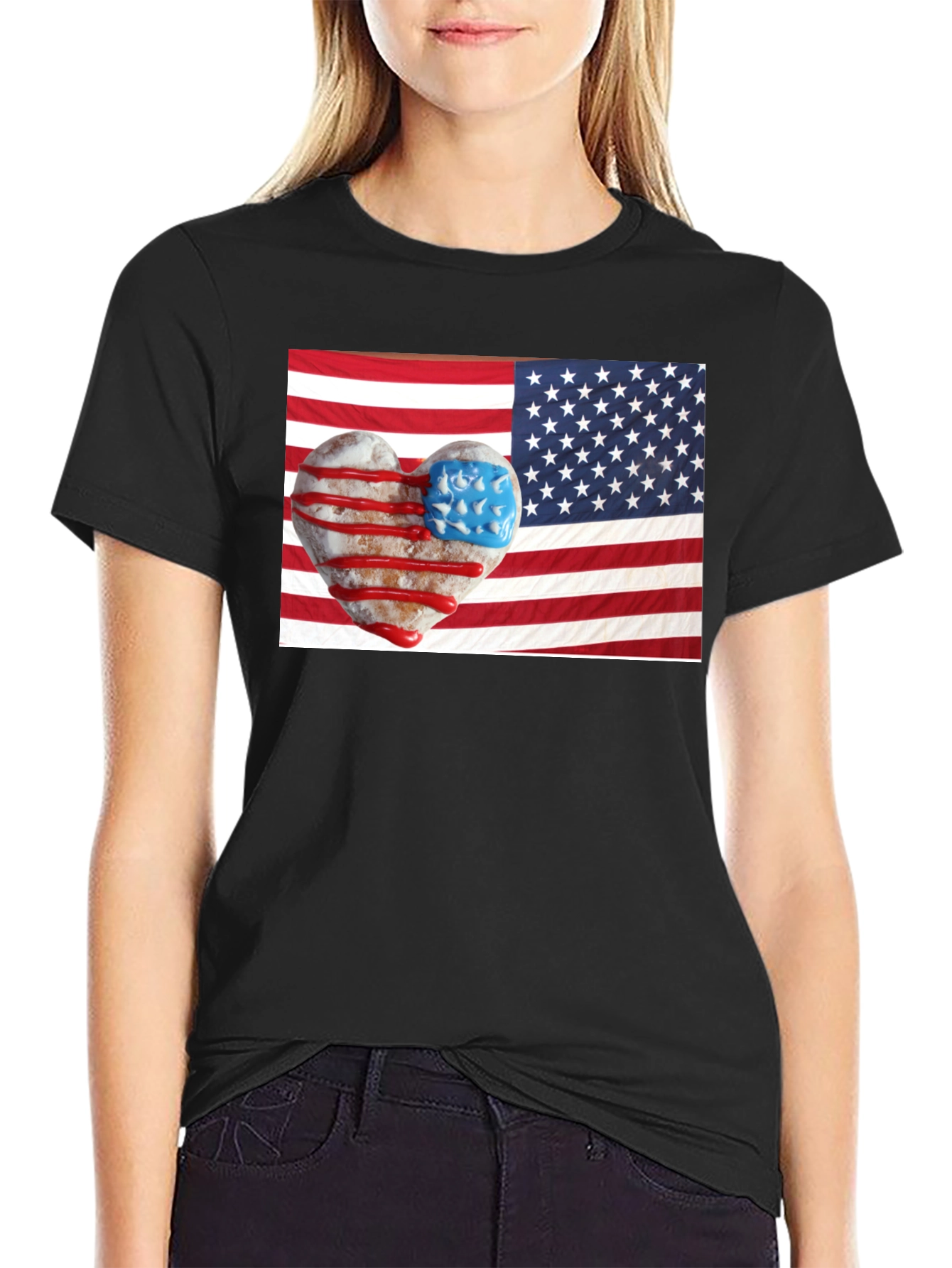 Patriotic Donut Heart USA Flag T-Shirt