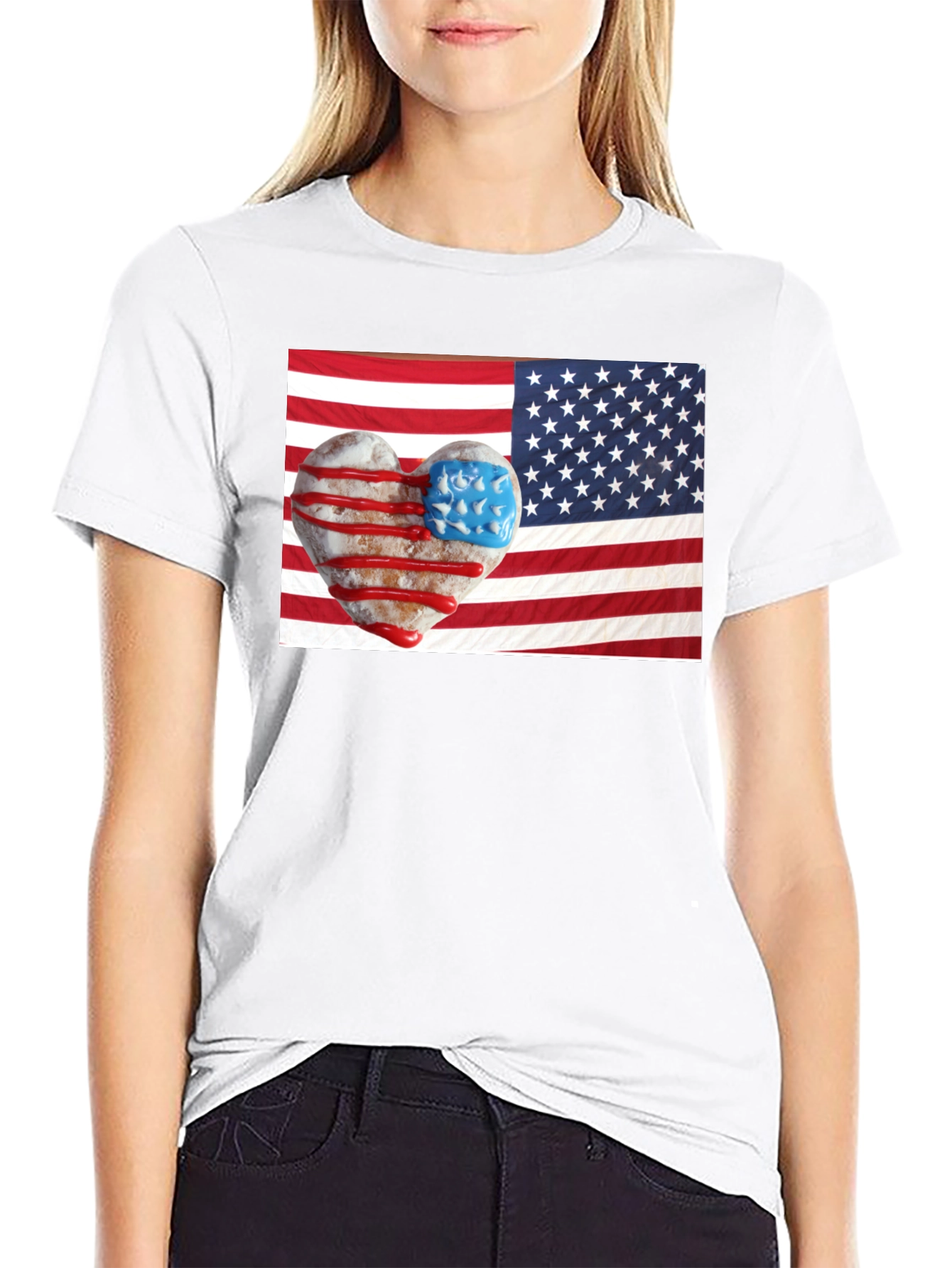 Patriotic Donut Heart USA Flag T-Shirt