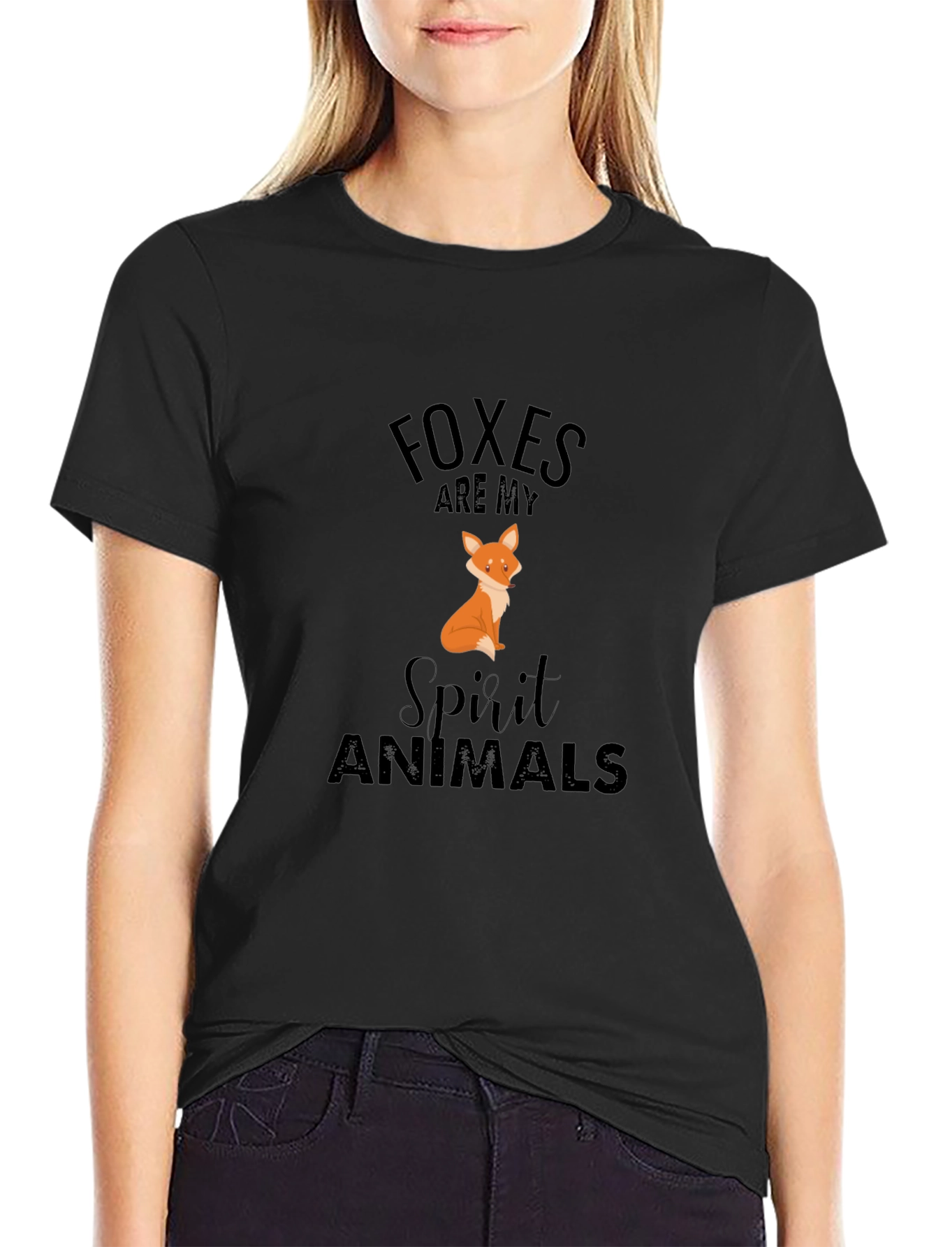 Foxes Are My Spirit Animals Black T-Shirt