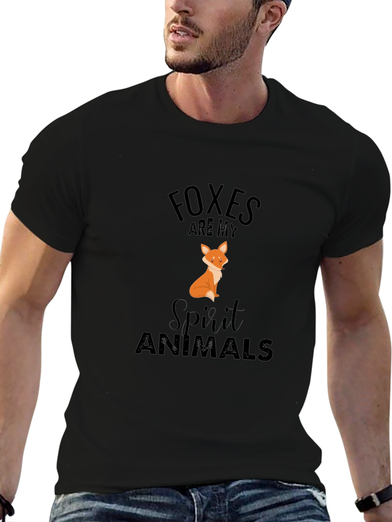 Foxes Are My Spirit Animals Black T-Shirt