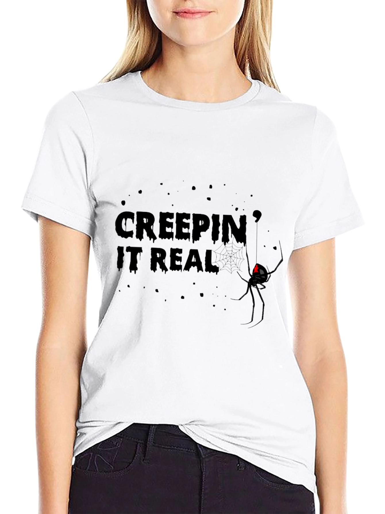 Creepin It Real Black Widow Graphic Tee