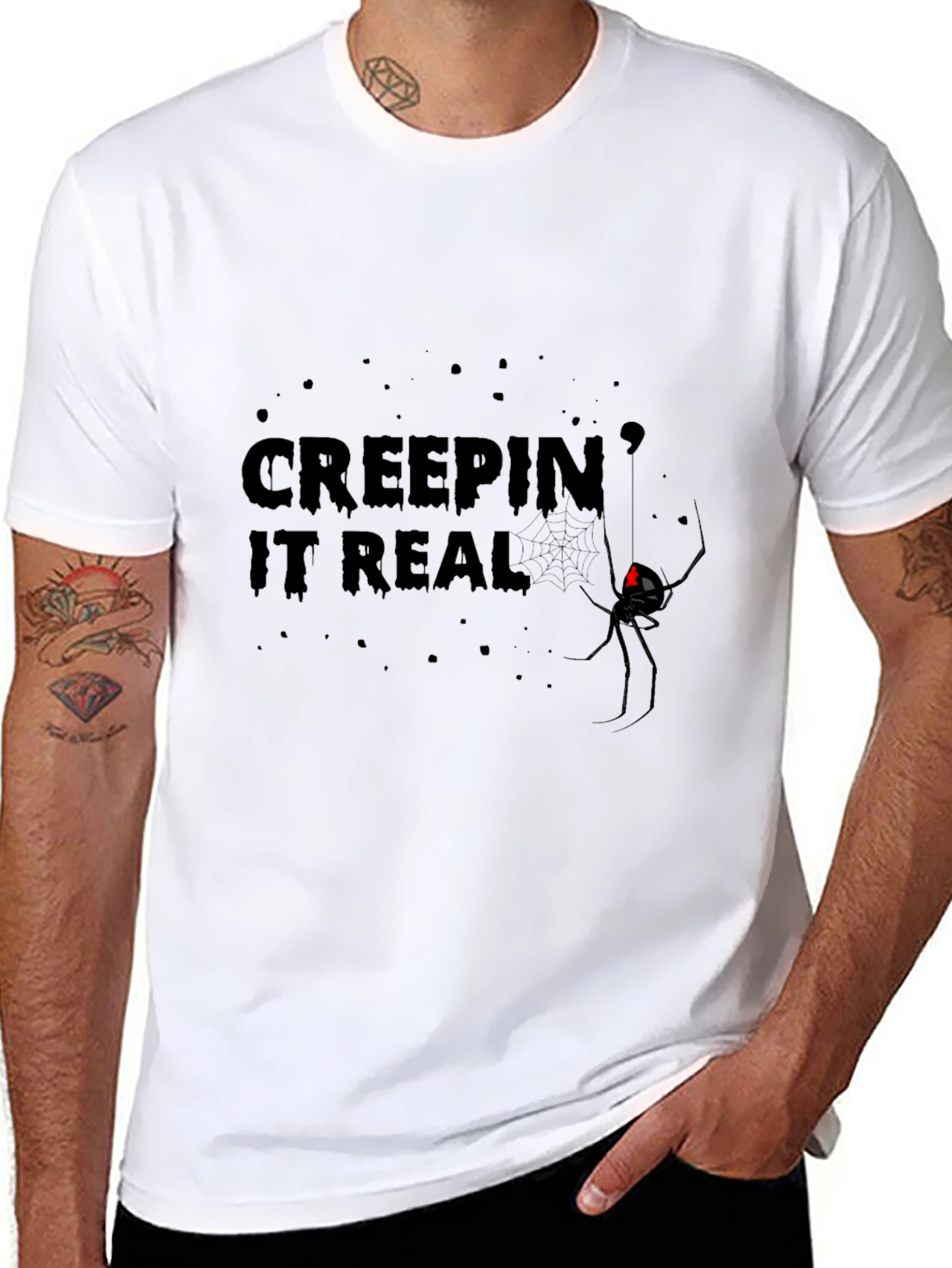 Creepin It Real Black Widow Graphic Tee