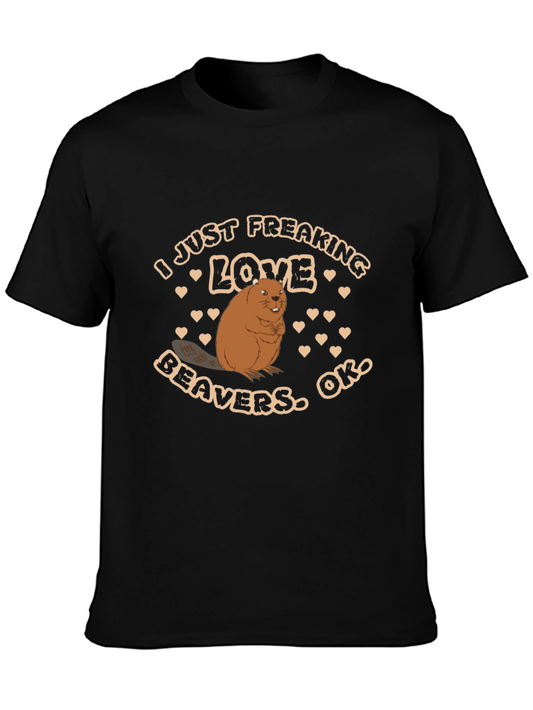 Funny Beaver Lover Graphic Tee - Black