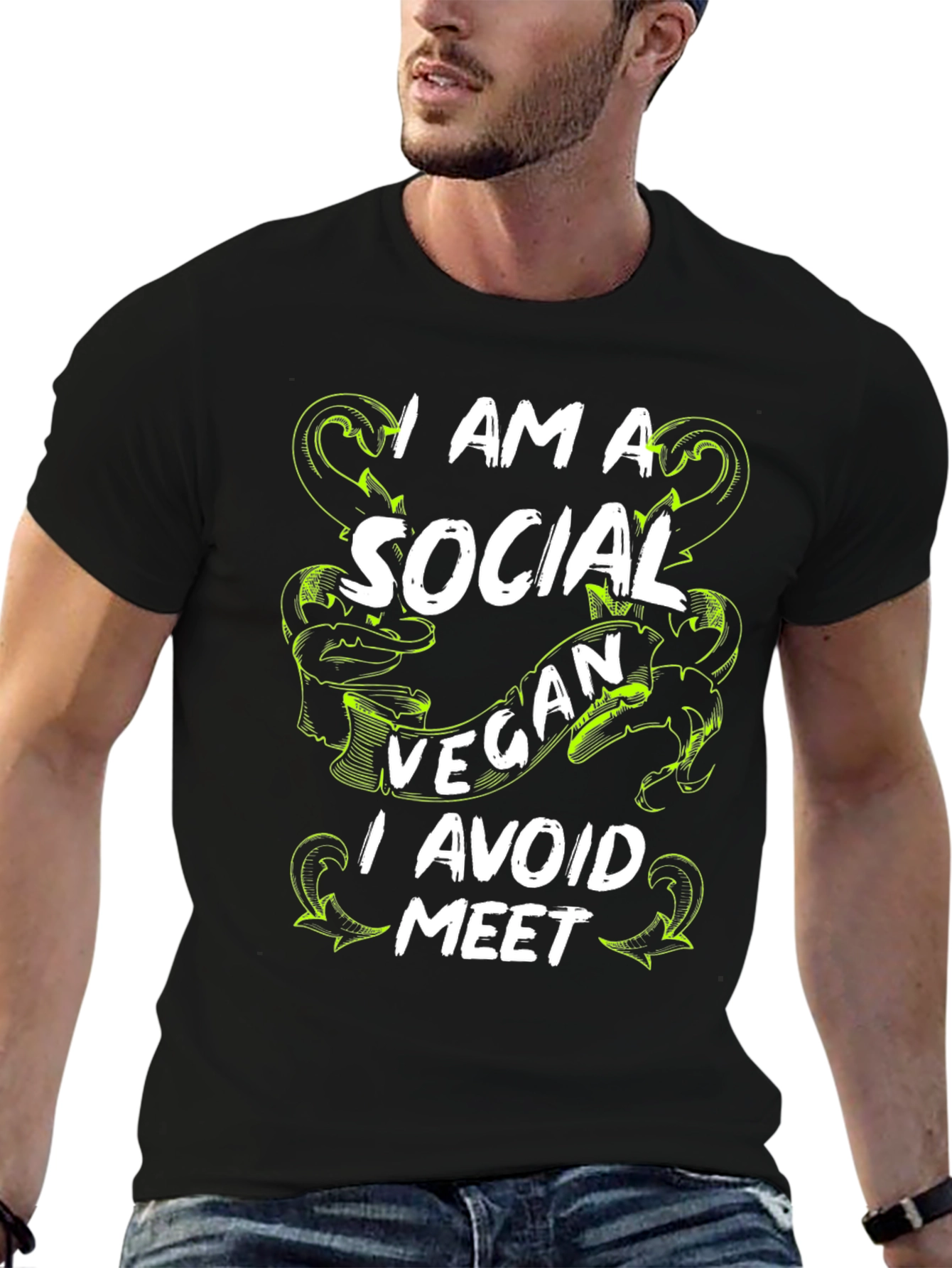 Social Vegan T-Shirt - Avoid Meet Funny Tee