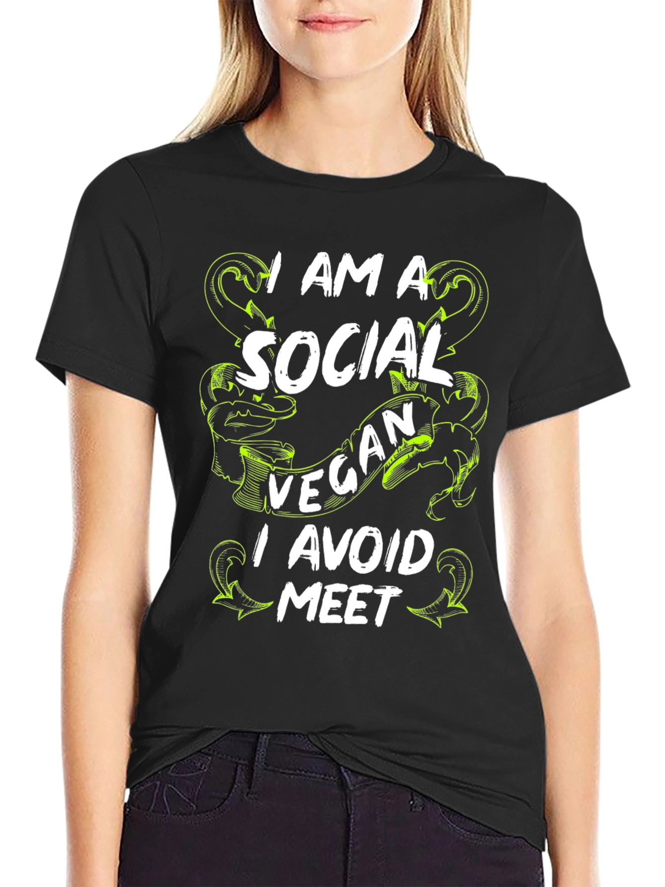 Social Vegan T-Shirt - Avoid Meet Funny Tee