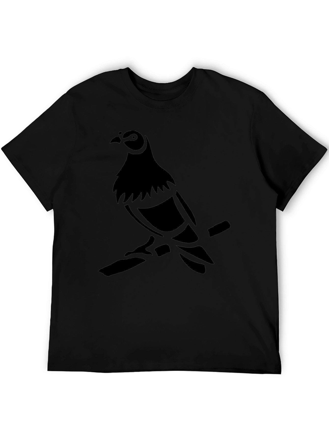 Mens Black Pigeon Graphic T-Shirt