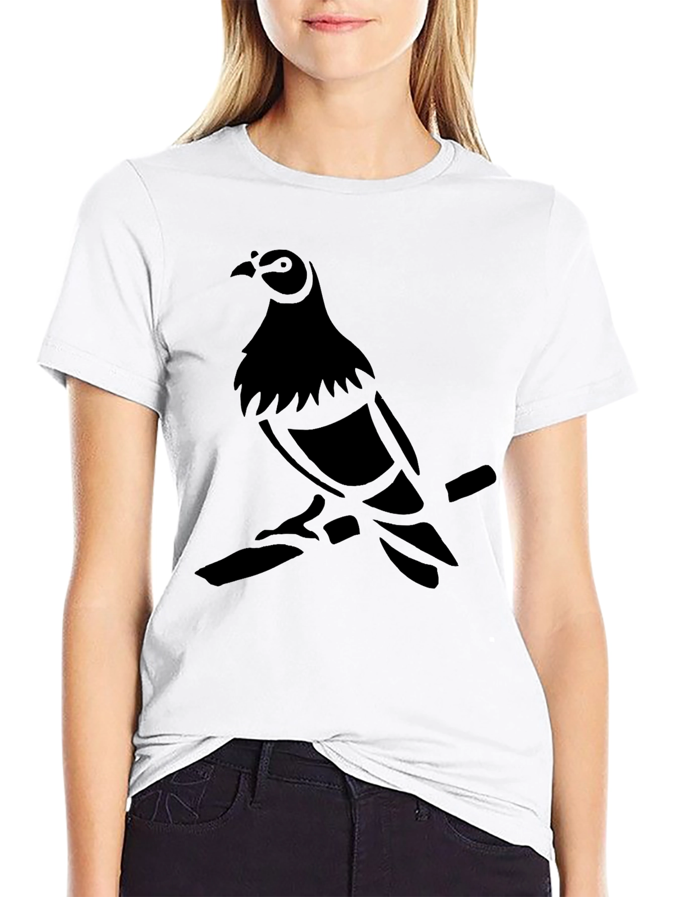 Mens Black Pigeon Graphic T-Shirt