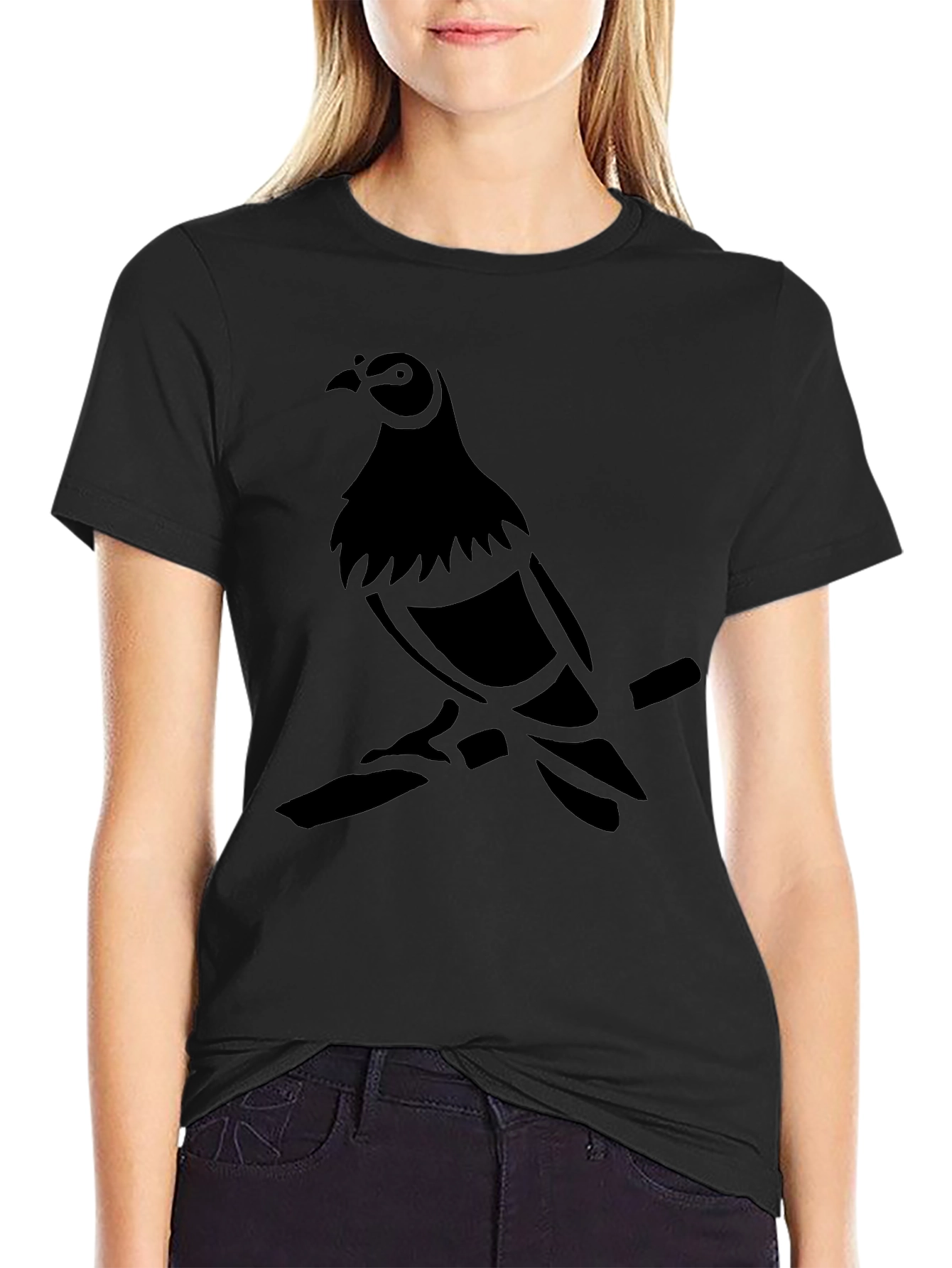 Mens Black Pigeon Graphic T-Shirt
