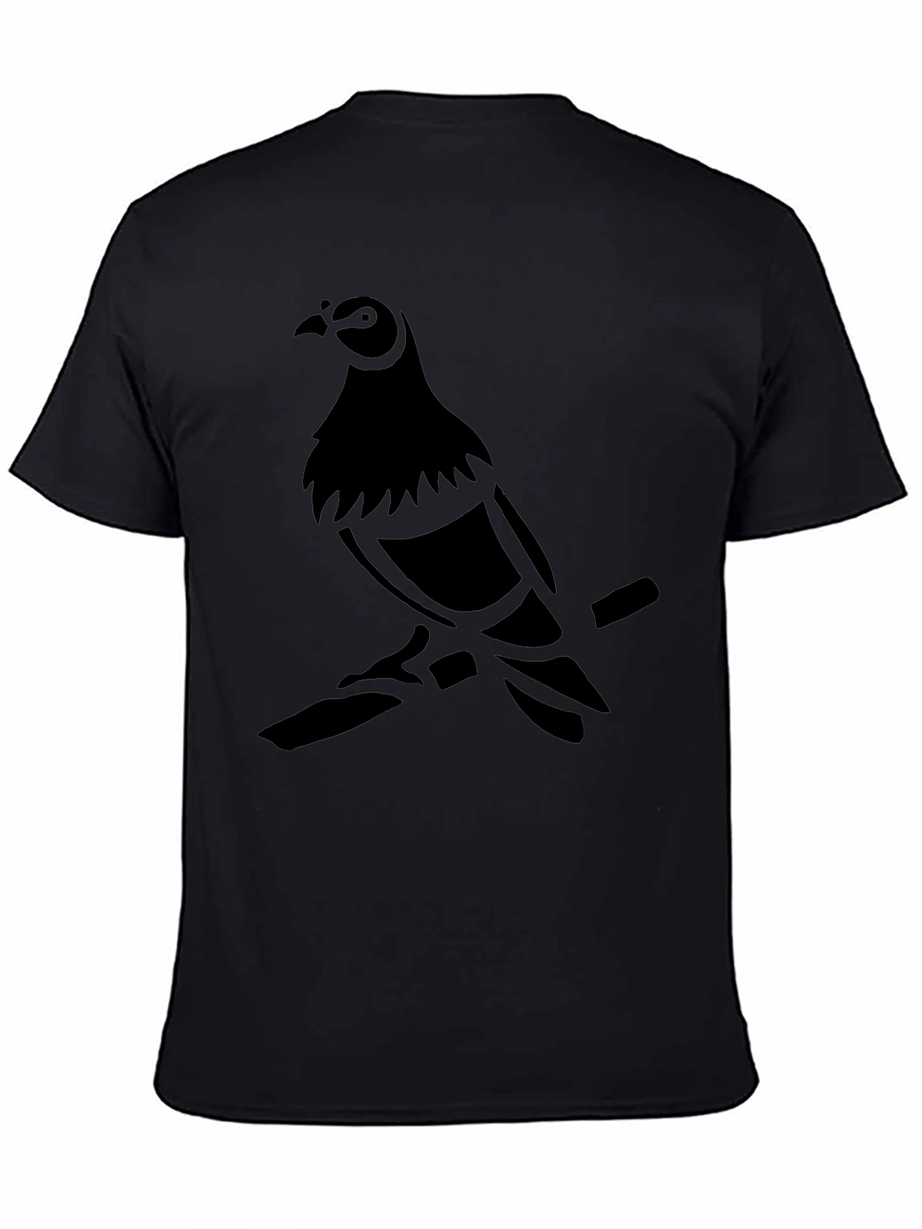 Mens Black Pigeon Graphic T-Shirt