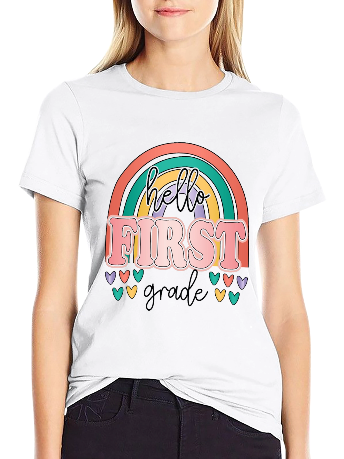 Hello First Grade T-Shirt - Rainbow Design