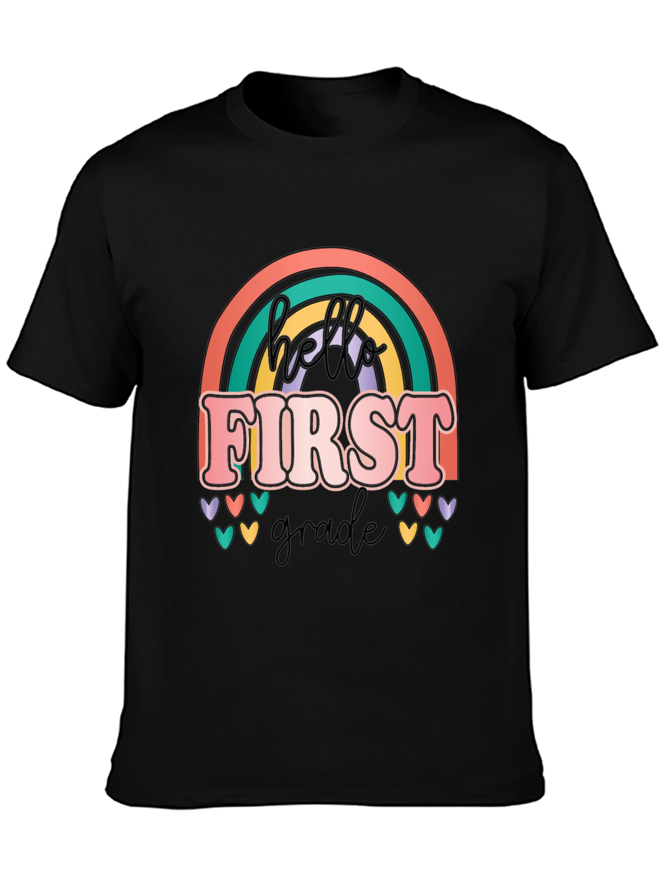 Hello First Grade T-Shirt - Rainbow Design