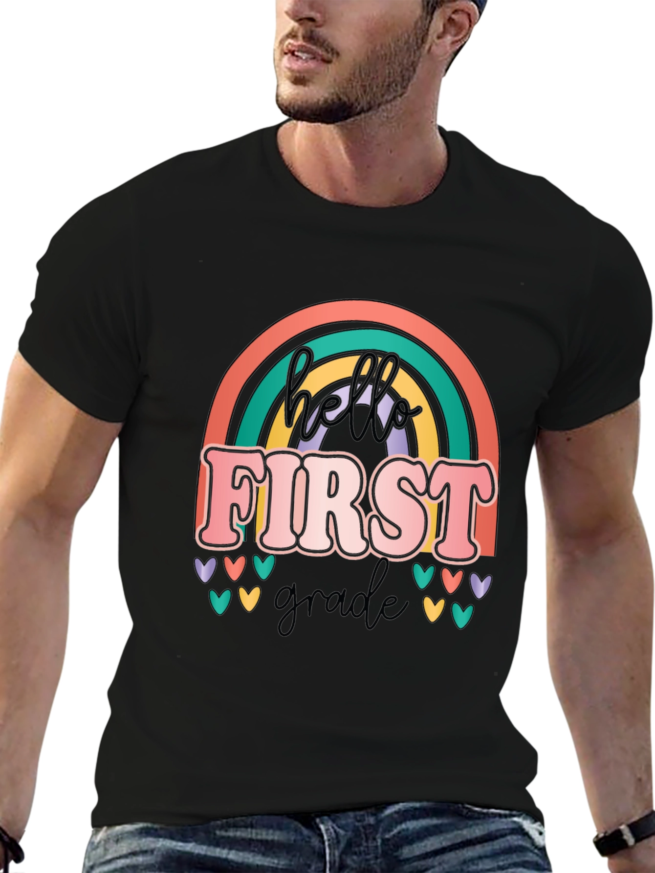 Hello First Grade T-Shirt - Rainbow Design
