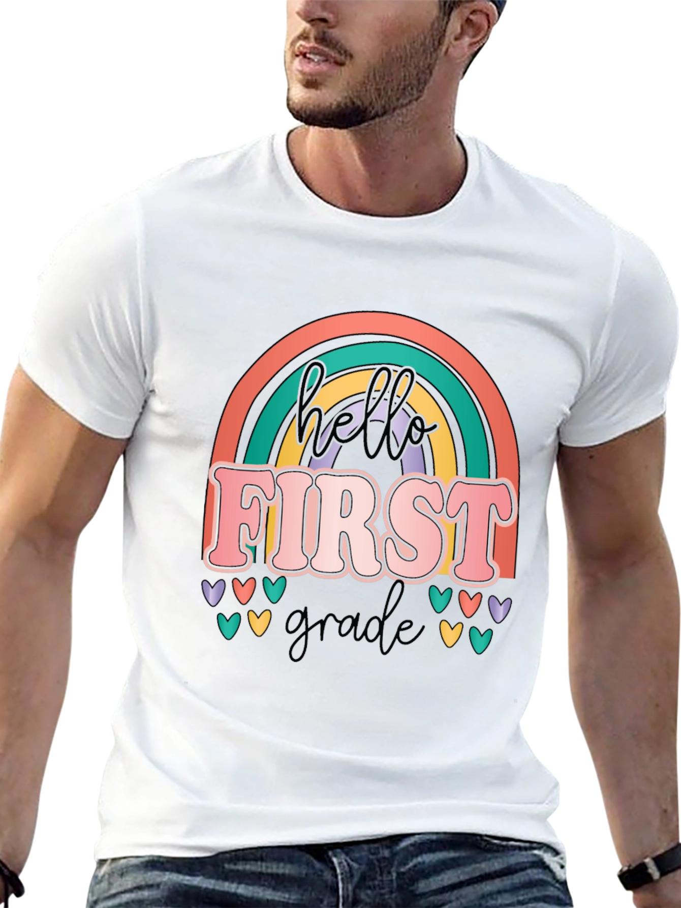 Hello First Grade T-Shirt - Rainbow Design