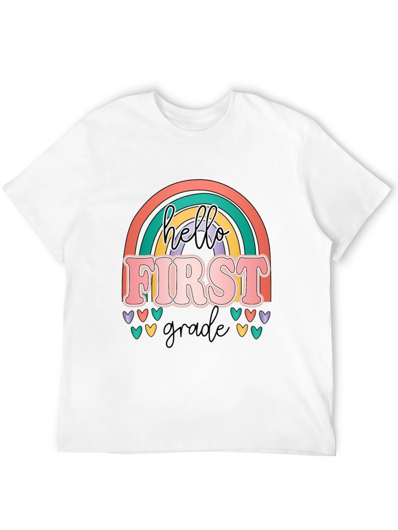 Hello First Grade T-Shirt - Rainbow Design