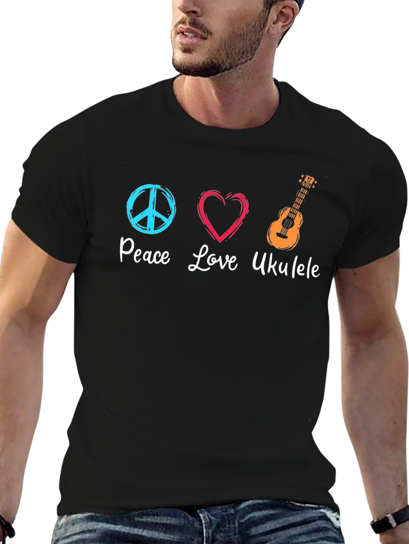 Peace Love Ukulele Graphic Tee