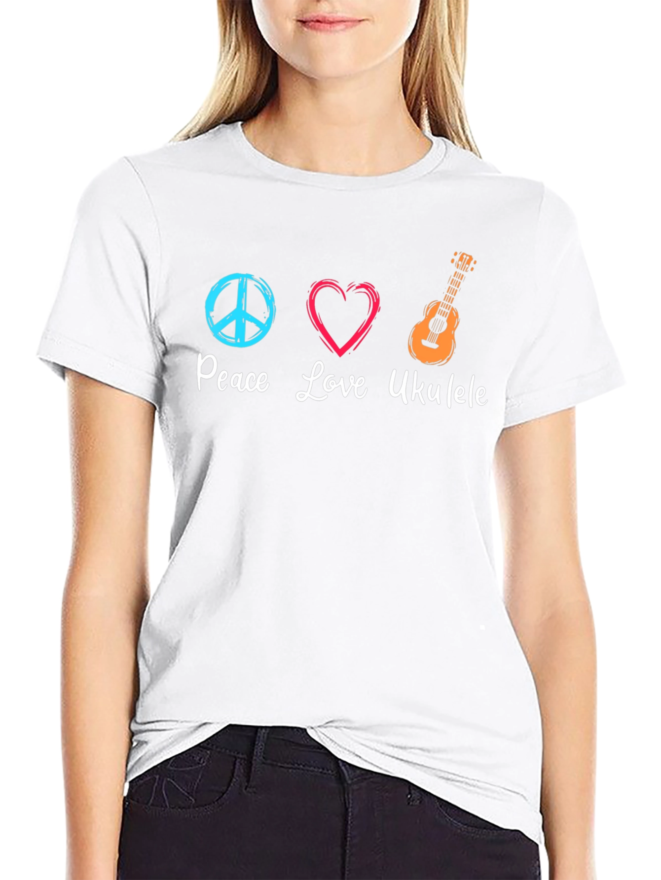 Peace Love Ukulele Graphic Tee